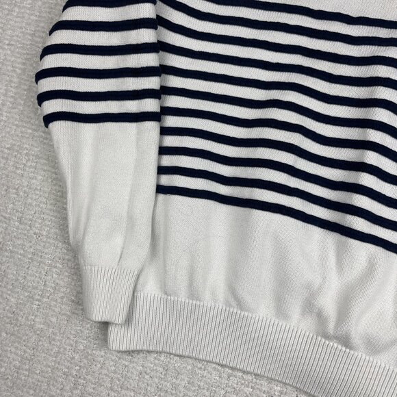 Lacoste Live! Preppy Knitted pullover Sweater White / Navy Striped Men Sz 6 Read - Picture 5 of 16